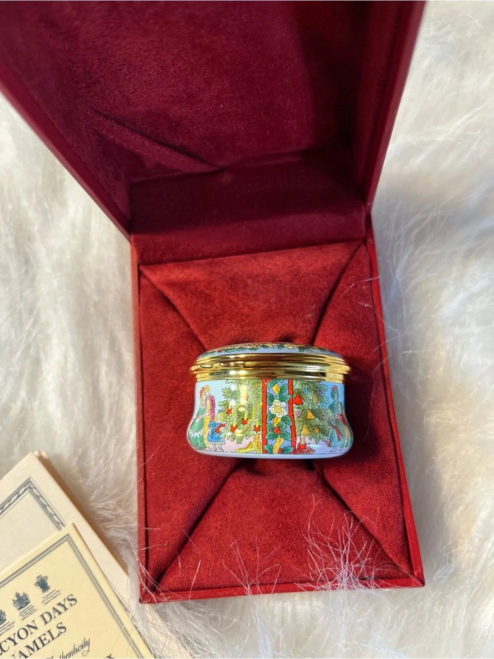 Halcyon Days Enamel Christmas 2006 Decorative Trinket Box - Red/Green